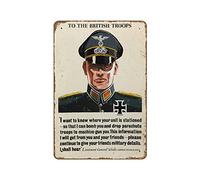 Cartel de metal con texto en inglés "To The British Troops from an SS Officer" (Las tropas británicas de un oficial de las SS, clásico, británico, 20 x 30 cm)