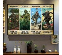 Cartel de metal con texto en inglés "Veteran Be Strong Be Brave Be Humble Be Badass Army Poster Vintage Style Metal Wall Decoration Metal Sign 8x12"