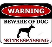 Cartel de metal con texto en inglés "Warning Beware of Dog No Trespassing Doberman Dog", 30,5 x 45,7 cm