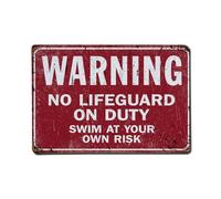 Cartel de metal con texto en inglés "Warning - No Lifeguard On Duty, Swim At Your Own Risk", estilo vintage, para jardín, dormitorio, cafetería, bar, cueva de hombre, decoración de pared del hogar, 20