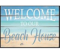 Cartel de metal con texto en inglés "Welcome to Our Beach House", 30,5 x 20,3 cm, estilo vintage, divertido, decoración de pared, arte de regalo, imagen retro