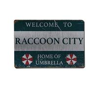 Cartel de metal con texto en inglés «Welcome to Raccoon City, Home of Umberella», vintage, jardín, dormitorio, cafetería, bar, cueva de hombre, decoración de pared, póster de metal de 8 x 12 pulgadas