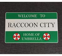 Cartel de metal con texto en inglés "Welcome To Raccoon City Home Of Umbrella Corporation", decoración de cocina, decoración de pared, póster de metal, 8 x 12 pulgadas