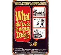 Cartel de metal con texto en inglés «What Did You Do in the War, Daddy?» (¿Qué hiciste en la guerra, papá? Cartel de metal para decoración de pared retro vintage