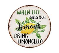 Cartel de metal con texto en inglés "When Life Gives You Lemons Drink Limoncello", estilo vintage, para el hogar, bar, jardín, decoración de pared, póster de metal de 8 x 12 pulgadas
