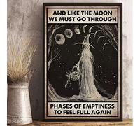 Cartel de metal con texto en inglés "Witch and Like The Moon We Must Go Thay" para decoración de pared de 8 x 12 pulgadas