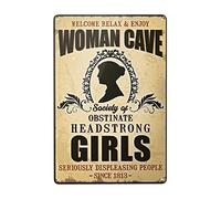 Cartel de metal con texto en inglés "Woman Cave Society Of Obstinate Headstrong Girls", decoración de pared, póster de metal, 8 x 12 pulgadas