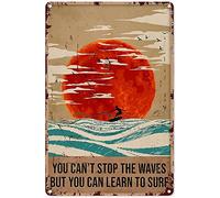 Cartel de metal con texto en inglés «You Can't Stop The Waves», 30,5 x 20,3 cm, estilo vintage, divertido, decoración de pared, arte de regalo, imagen retro