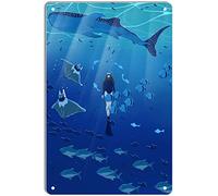 Cartel de metal con texto "Under the water", diseño de ciudades minimalistas, decoración de pared, divertido para el hogar, cocina, bar, pub, hombre, cafetería, garaje, placa retro vintage de 8 x 12