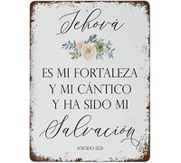 Cartel de metal con versículo bíblico en español, cita religiosa, retro, arte de pared, letrero de metal, retro, vintage, póster de metal, decoración de pared, 8 x 12 pulgadas