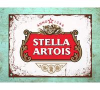 Cartel de metal de 20,3 x 30,5 cm, placa de metal vintage estilo retro Stella Beer decorativa para pared, puerta, bar