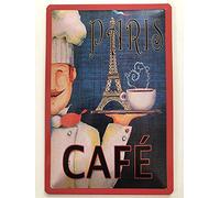 Cartel de metal de 20 x 30 cm con texto "Cafe Parí", Francia, Café Coffee Bar
