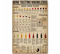 Cartel de metal de 30,5 x 40,6 cm con texto en inglés "Wine Tasting Knowledge", guía de vinos, infografía, póster decorativo para la pared del hogar, cocina, cafetería, bar, club