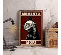 Cartel de metal de 8 x 12 pulgadas con diseño de calavera de gato negro, recuerdo de gato Mori, recuerdo de gato Mori, Memento, Mori