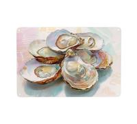 Cartel de metal de acuarela con diseño de grupo de ostras abiertas, decoración de pared para baño, baño, baño, granja, patio, 20 x 30 cm