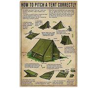 Cartel de metal de aluminio con texto en inglés «How to Pitch A Tent Correctly Bathroom Office» para decoración de pared de 8 x 6 pulgadas