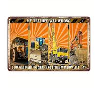 Cartel de metal de aluminio vintage con texto en inglés "I Do Get Paid to Stare Out The Window All Day" de 20,3 x 15,2 cm