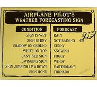 Cartel de metal de aviación de aviación vintage con texto en inglés "Airplane Pilot's Weather Forecast, 15,24 cm x 20,32 cm