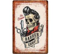 Cartel de metal de estaño con diseño retro de 20,3 x 30,48 cm, diseño de calavera de Mr. Dapper | Póster de hojalata gruesa para decoración de pared para barbería
