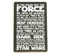 Cartel de metal de estaño con texto en inglés "In This House May The Force Be With You Us", póster de metal retro, decoración de pared, hogar, oficina, bar, garaje, cafetería, hotel, club de cueva, 16