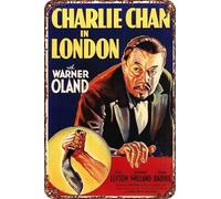 Cartel de metal de la película Charlie Chan in London para decoración de sala de estar, cafetería, letrero decorativo para pared, 30,5 x 20,3 cm