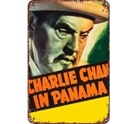 Cartel de metal de la película Charlie Chan in Panamá, decoración para sala de estar, cafetería, letrero decorativo para pared, 30,5 x 20,3 cm