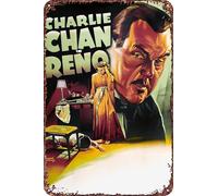 Cartel de metal de la película Charlie Chan in Reno, decoración para sala de estar, cafetería, letrero decorativo para pared, 30,5 x 20,3 cm