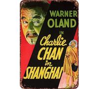 Cartel de metal de la película Charlie Chan in Shanghái, decoración para sala de estar, cafetería, letrero decorativo para pared, 30,5 x 20,3 cm