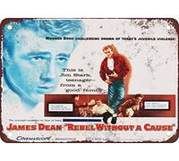 Cartel de metal de reproducción con aspecto vintage de James Dean Rebel sin una causa, 30,5 x 45,7 cm