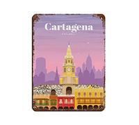 Cartel de metal de viaje Cartagena Colombia, póster de metal de viaje de la ciudad, paisaje vintage, letrero de metal para decoración de pared para el hogar, oficina, jardín, cueva de hombre, club,