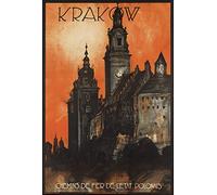 Cartel de metal de viaje con placa de metal pulido de Cracovia Polonia para pared, 20 x 30 cm