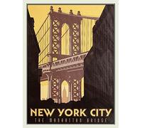 Cartel de metal de viaje retro del puente de Nueva York, placa de metal, placa de aluminio, póster de 8 x 12 pulgadas