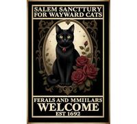 Cartel De Metal El Santuario Para Gatos Descarriados De Salem Witch Cat | Placa De Metal Vintage Metal Pintura Póster Retro Para Café Bar Oficina 30x40cm