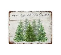 Cartel De Metal Feliz Navidad Resistente Al Desgaste Y Duradero Letrero De Metal No Se Oxida Fácilmente Placas Metálicas para Casa Campo Garaje Club 20X30Cm