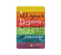 Cartel De Metal Frase Inspiradora sobre Los Sueños: Todos Nuestros Sueños Pueden Hacerse Realidad (Imprimir) Cartel De Chapa Impermeable Letrero De Lata Resistente Letrero De Metal 20X30Cm