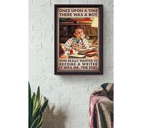 Cartel de Metal Había un niño que quería ser escritor Placa Cartel Retro Placa metálica para Cafetería Bar Oficina S