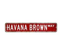 Cartel de metal Havana Brown Street Sign Zoo de 7,6 x 45,7 cm, resistente a la decoloración, arte de pared, placa retro para hogar, bar, pub, garaje, carretera y cueva