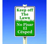 Cartel de metal inglés y español con texto en inglés y español con texto en inglés "Keep Off The Lawn No Pisar El Césped", 8 x 12 pulgadas