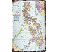 Cartel De Metal Mapa De Filipinas 1905 Mapas Mapas Antiguos Resistente Al Desgaste Y Duradero Letrero De Metal Retro Placas Metálicas para Garaje Cocina Cafetería 20X30Cm