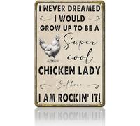 Cartel De Metal Nunca Soñé Que Iba A Ser Una Gallina Genial Cuando Crecí No Se Oxida Fácilmente Placas Metálicas No Es Fácil De Deformar Letrero Metálico para Hotel Casa Campo Aseo 20X30Cm