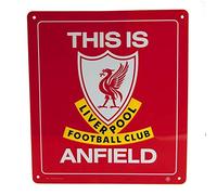 Cartel de metal oficial del Liverpool FC con texto en inglés "This is Anfield"