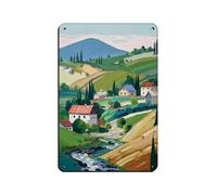 Cartel de metal original de pintura pastoral de paisaje, letrero de estaño, arte elegante, retro, pintura de hierro, bar, gente, cueva, cafetería, garaje, póster para decoración de pared, 20 x 30 cm