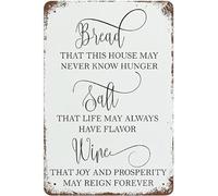 Cartel De Metal, Pan, Sal, Vino, ¡Qué Bello Es Vivir!, Placa Metálica Decorativo, Duradero Señal Advertencia para Bar Cafetería Oficina, 20X30Cm