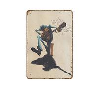 Cartel de metal para decoración de pared con diseño de guitarrista de Old Blues, de 20 x 30,5 cm