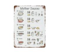 Cartel de metal para decoración de pared con texto en inglés "Mother Sauces For Various Foods" (Salsas para varios alimentos)