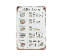 Cartel de metal para decoración de pared con texto en inglés "Mother Sauces For Various Foods" (Salsas para varios alimentos)