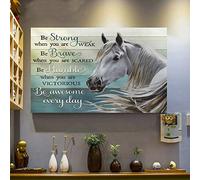 Cartel de metal para decoración de pared, diseño de caballo blanco con texto en inglés "Be Strong Brave Humble Awesome Day", 20 x 30 cm