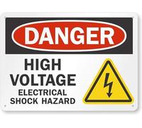 Cartel de metal para exteriores con texto en inglés "Danger - High Voltage, Electrical Shock Hazard" (20,3 x 30,5 cm)