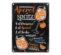 Cartel de metal para receta de cóctel Aperol Spritz en 15 x 20 cm, ideal para la cocina y fiestas - Receta de cóctel Aperol Spritz en la estufa, horno o nevera
