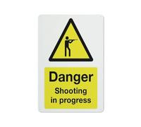 Cartel De Metal Peligro De Tiroteo En Curso Divertido Metal Estaño Signo Resistente Al Desgaste Y Duradero Letrero De Metal para Cafetería Garaje Aseo 20X30Cm